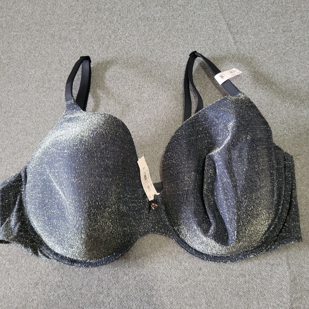 Victoria Secret Bra 40D Black Shimmer Lightly Lined Perfect Coverage
